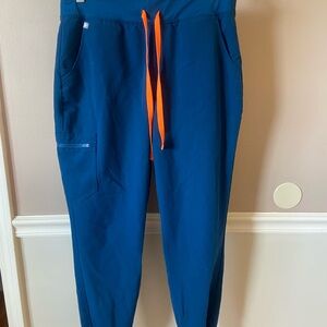 Figs Women's Joggers in Blue with Orange Accents